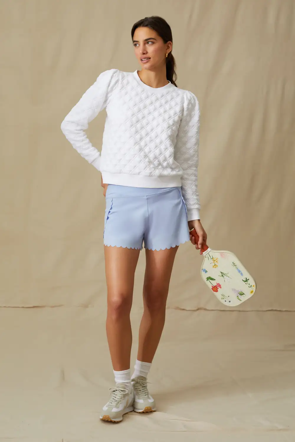 Light Blue Scallop Marisa Tennis Shorts