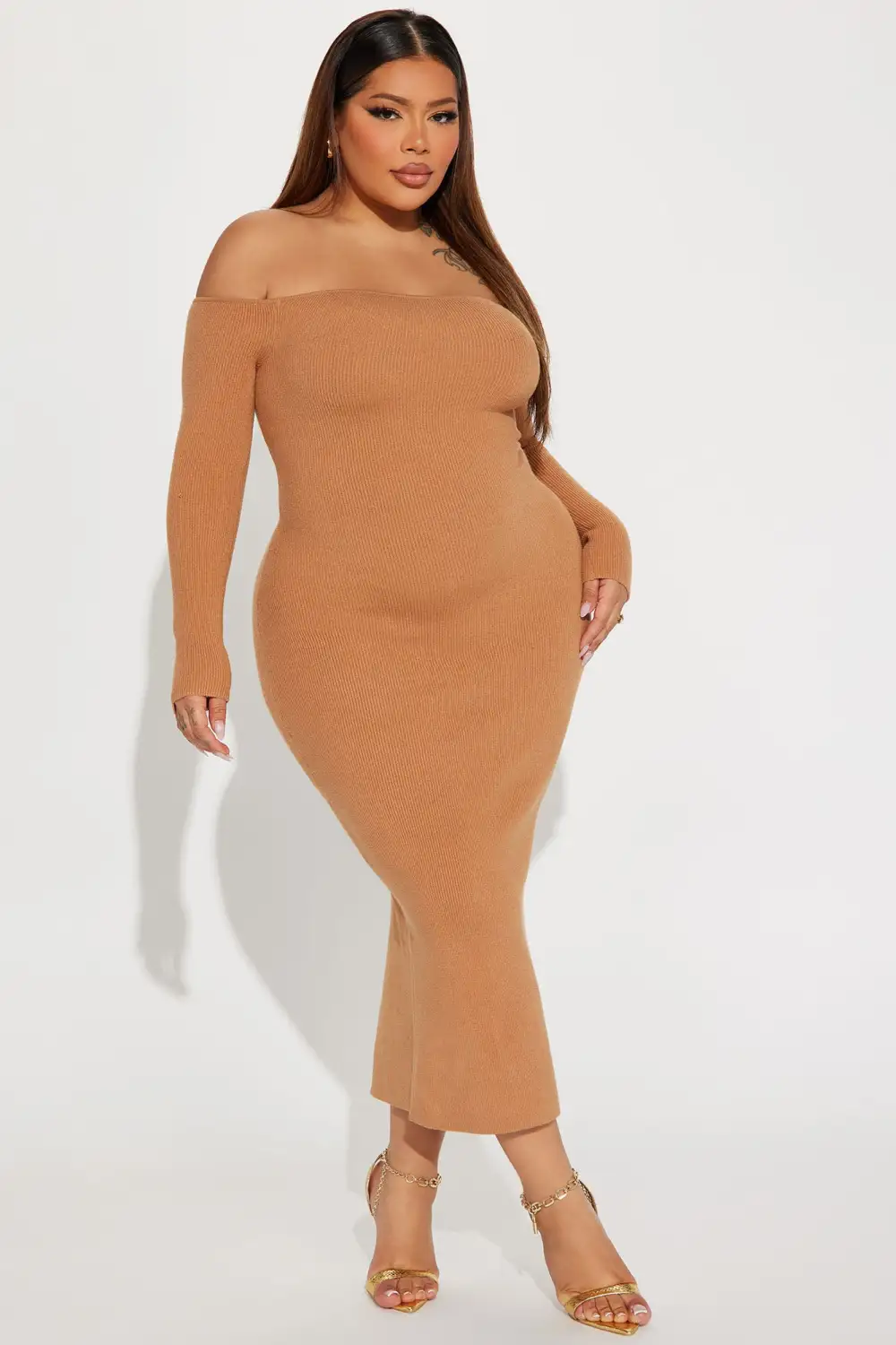 Regina Sweater Maxi Dress - Camel