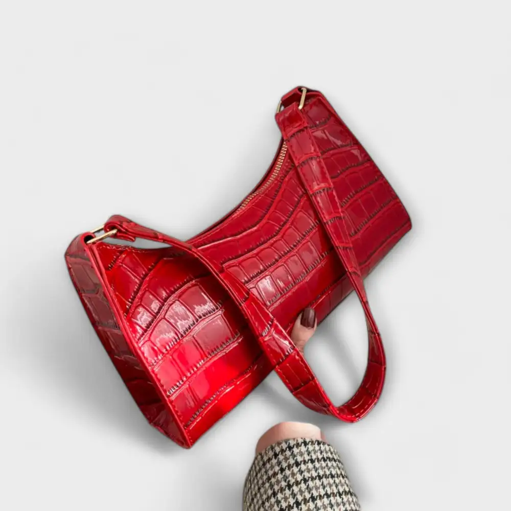 Structured Foldover Leather Handbag