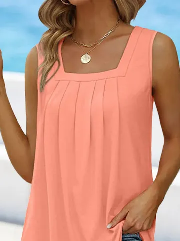 Square Neck Simple Tank Top