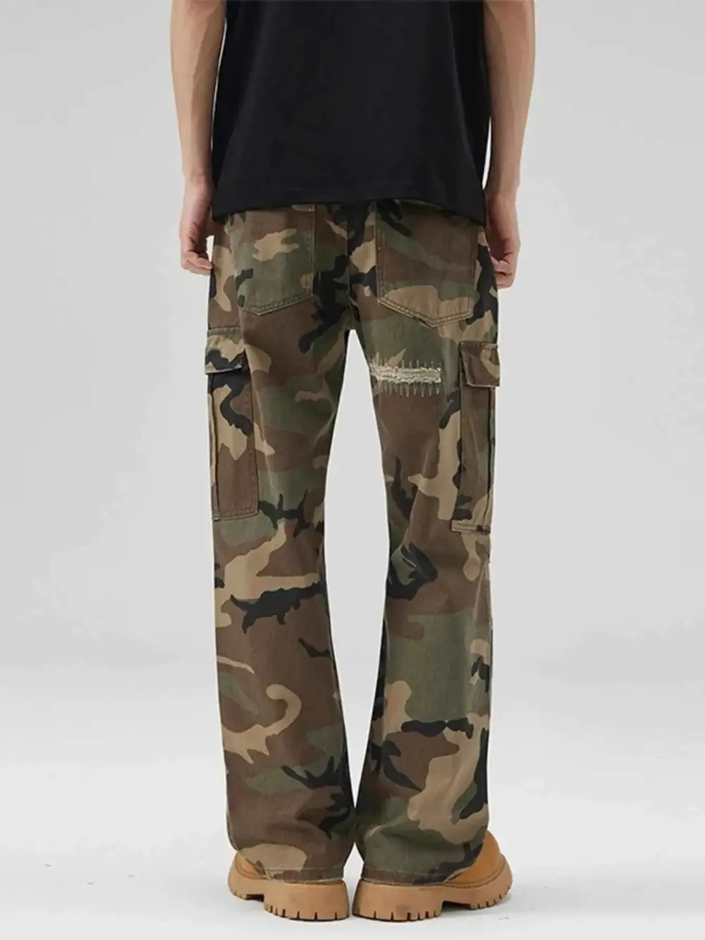 Camouflage Distressed Cargo Pants