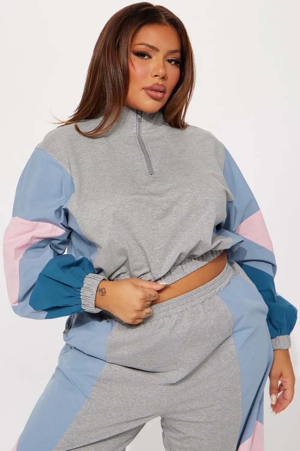 Coreen Colorblock Pant Set - Heather Grey