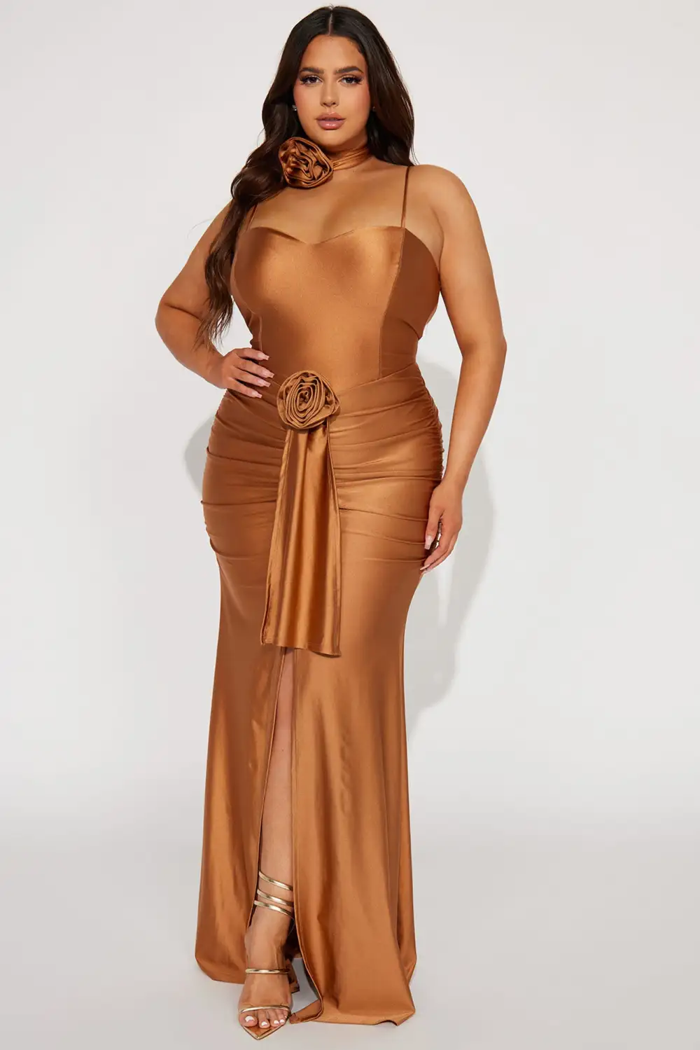 Claire Ruched Maxi Dress - Mocha