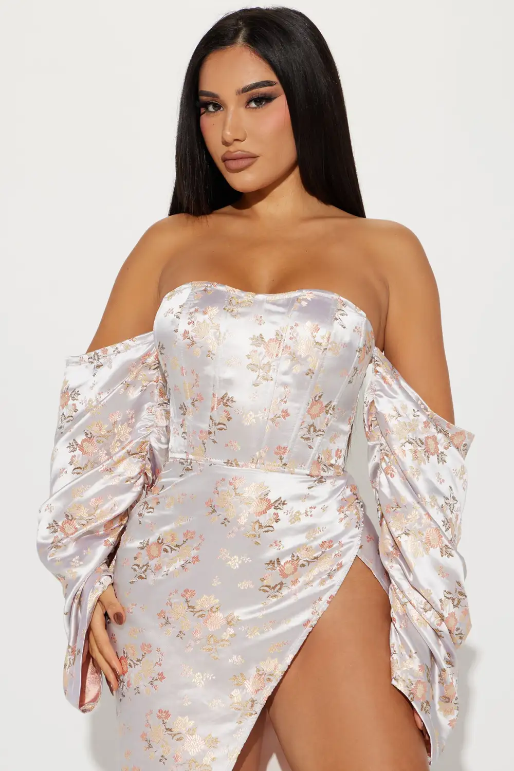 Mikayla Brocade Maxi Dress - Cream