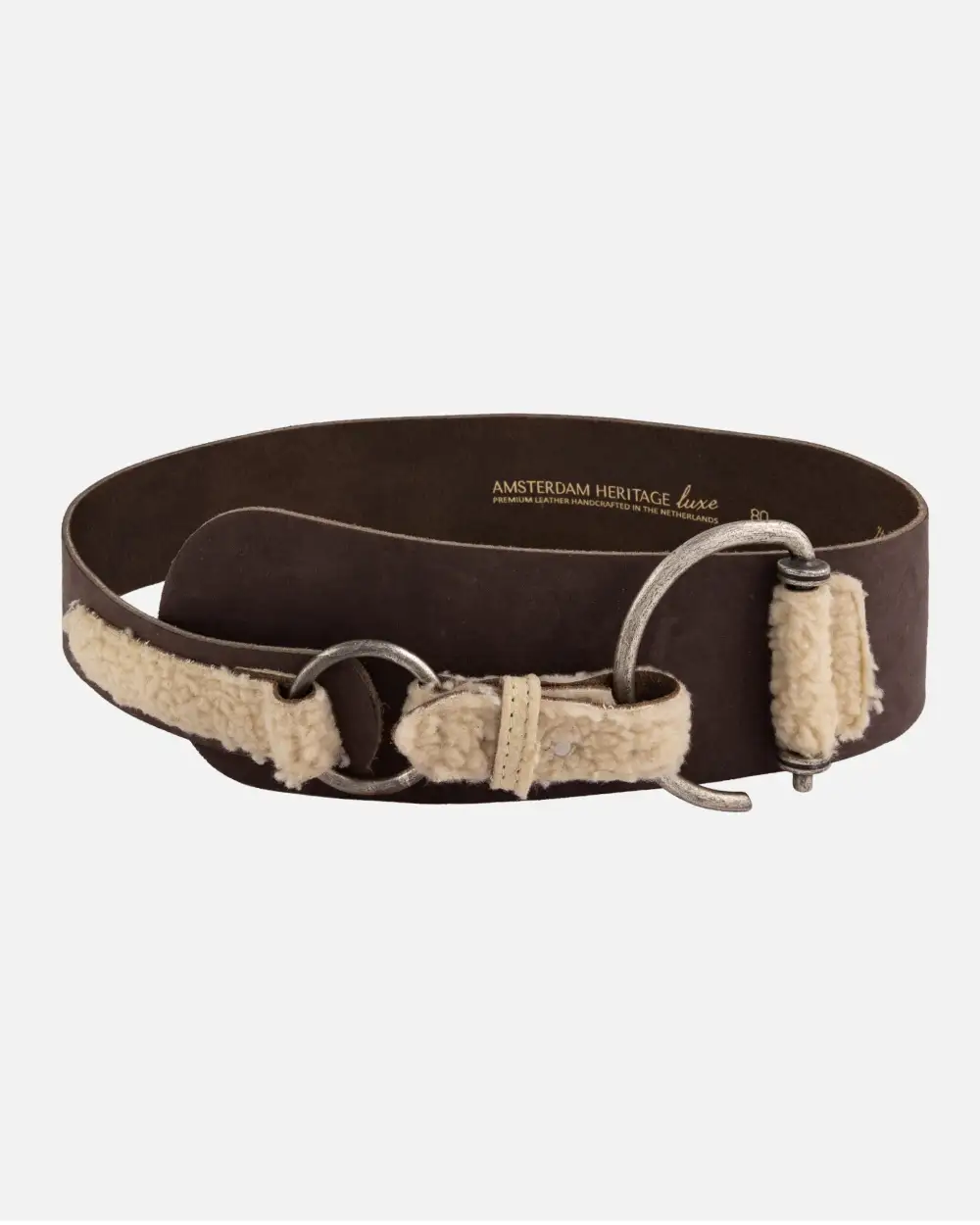 Leather Waist Belt With Shearling Accents