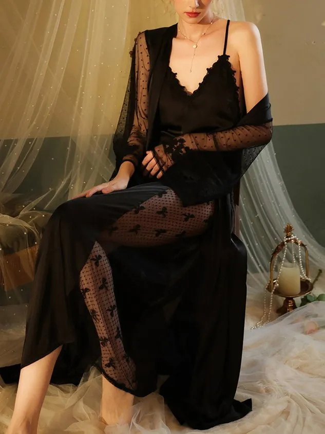 Sexy Lace Silk Long Camisole Nightdress Nightgown