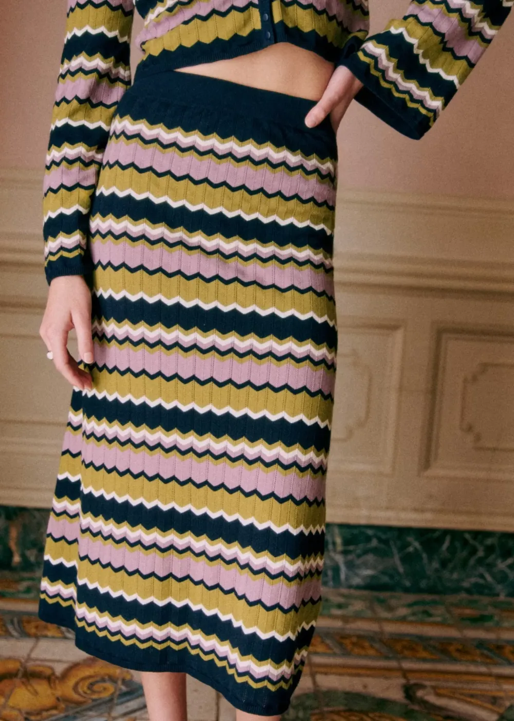 Patterned Button Front Knitwear
