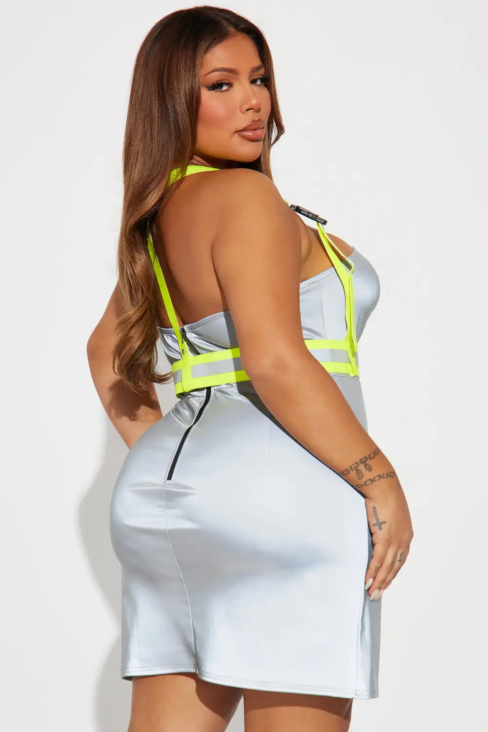 Nora Reflective Mini Dress - Grey