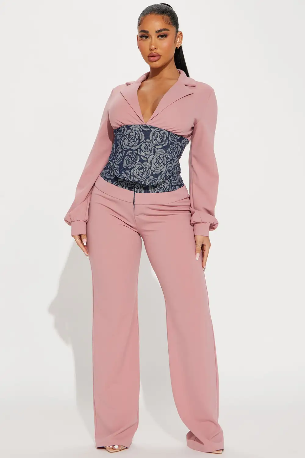 Fiona Blazer Pant Set - Mauve
