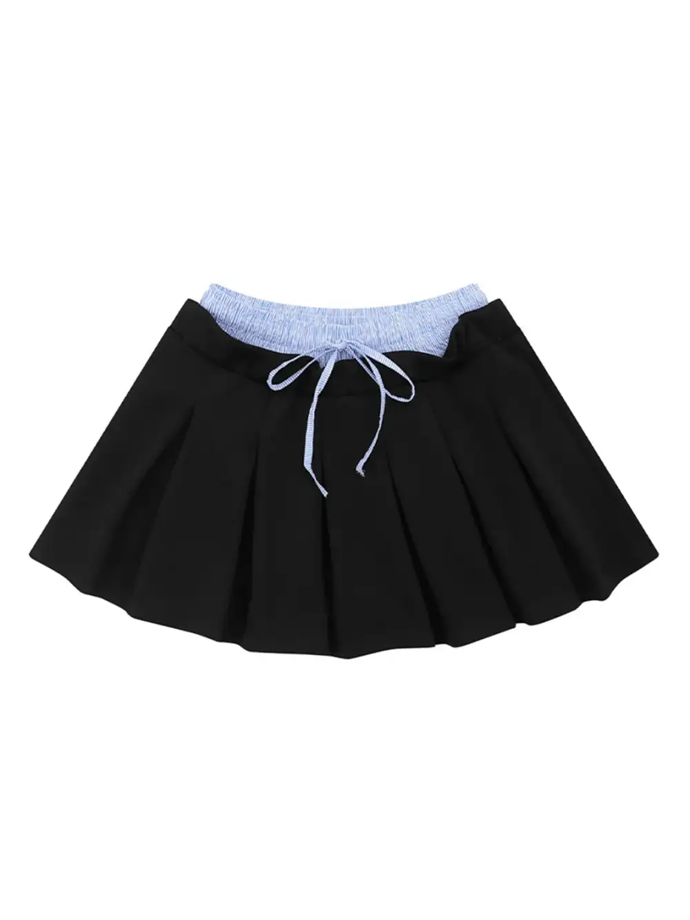 Pleated Drawstring Mini Skirt