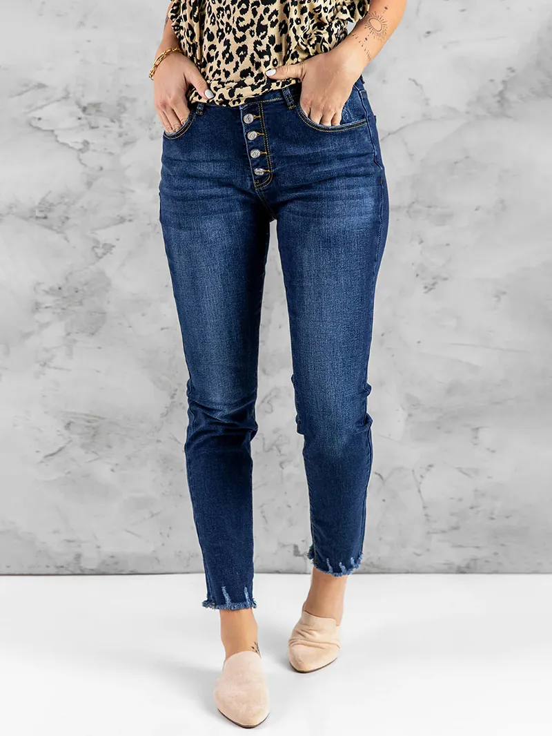 Women's casual solid color skinny jeans