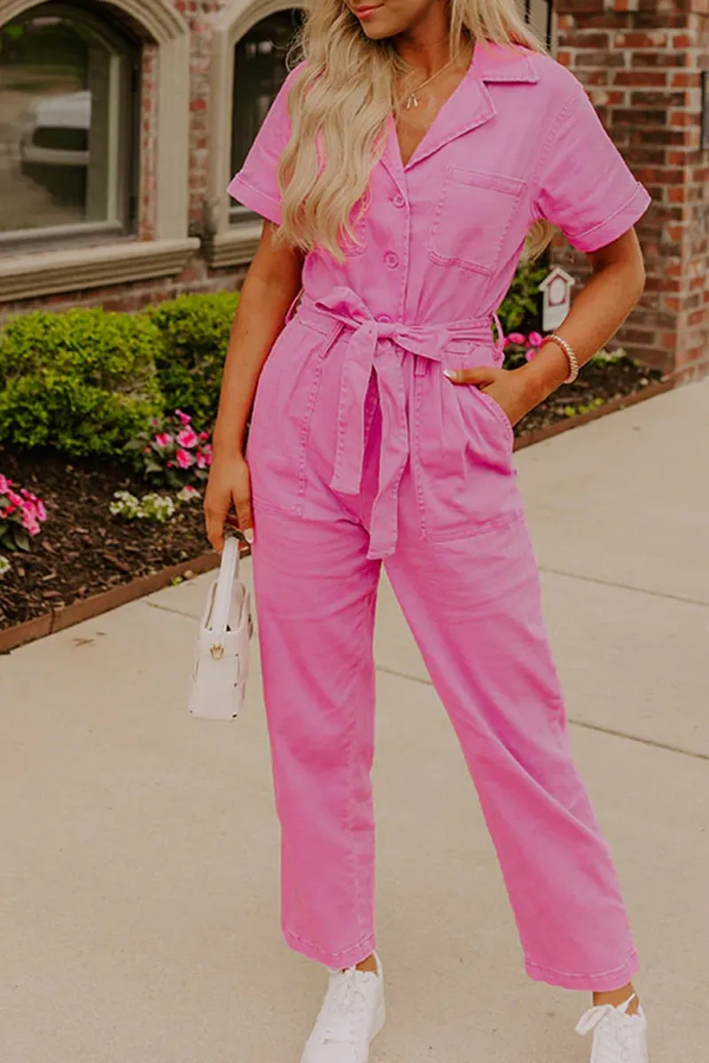 Fashion Workwear Style Pure Cotton Women's Jumpsuit