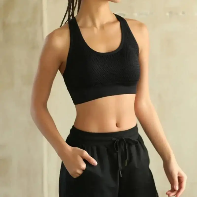 Mesh Sports Bra with Decorative Strappy Back