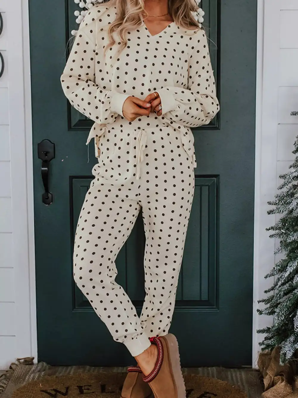 Drawstring Polka Jumpsuit