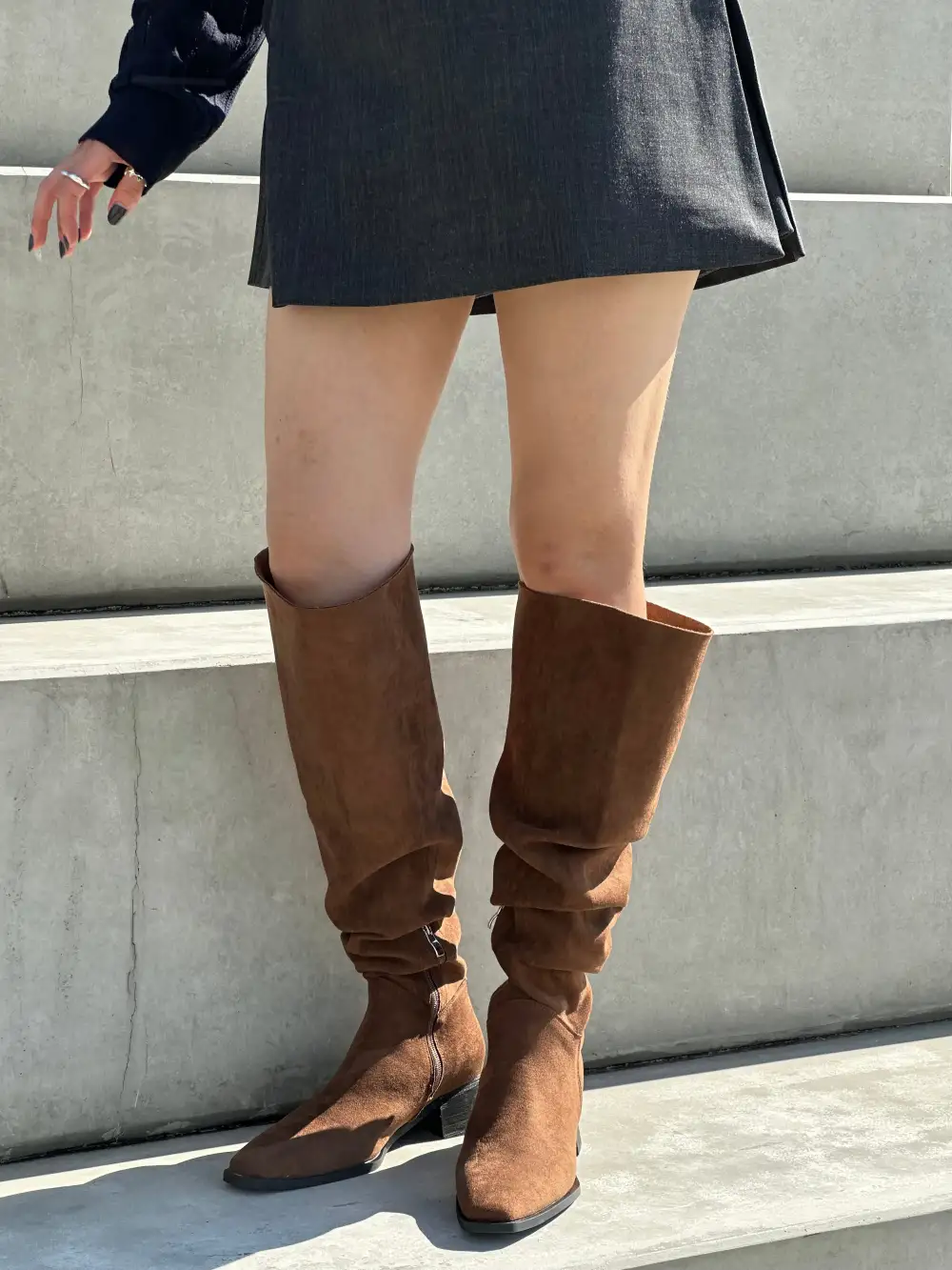 Faux Suede Knee High Boots