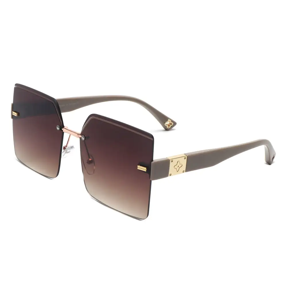 Narrow Square Rimless Frame Sunglasses