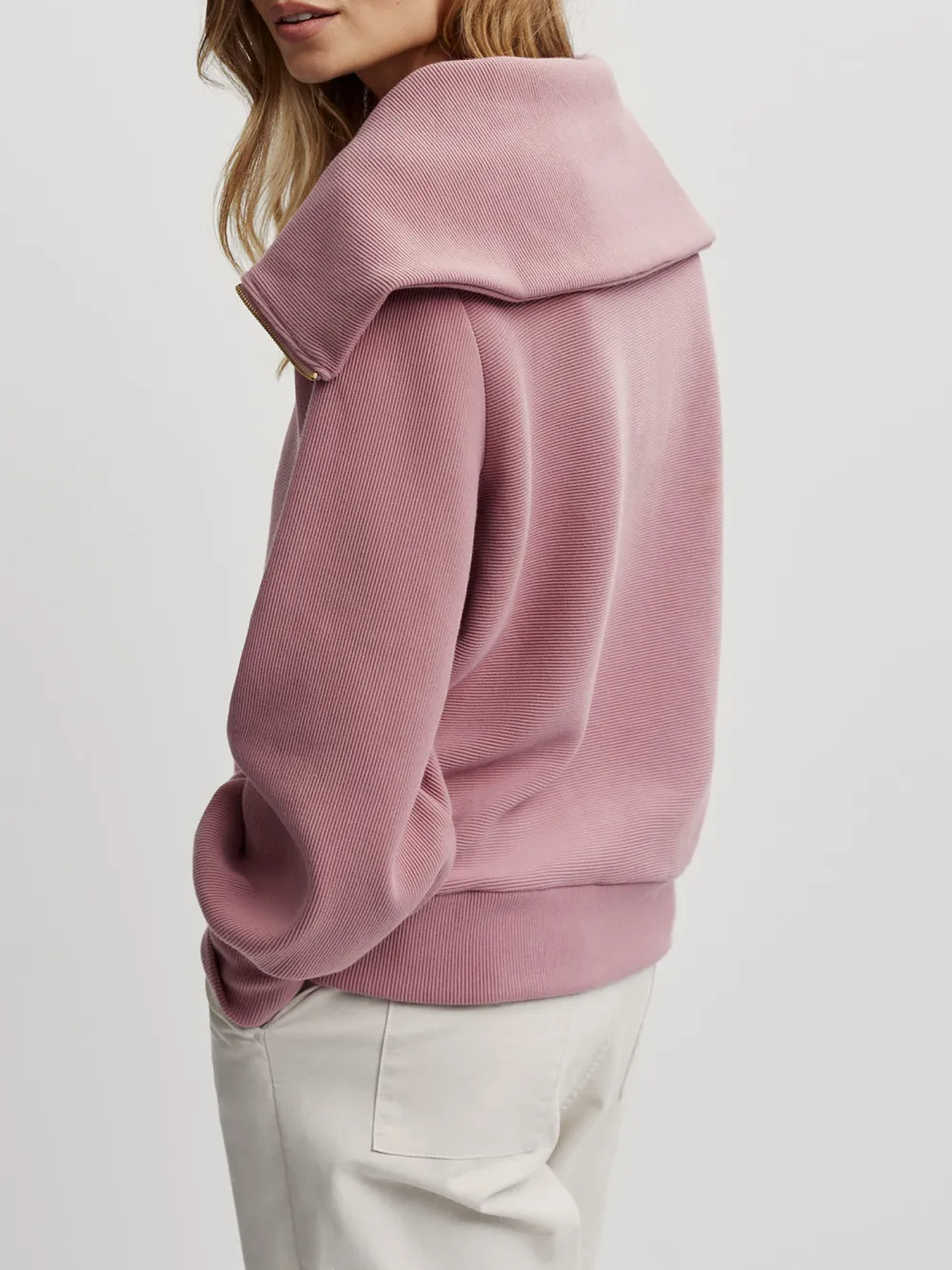 Chic Oversized Half-Zip Wide-Collar Sweatshirt