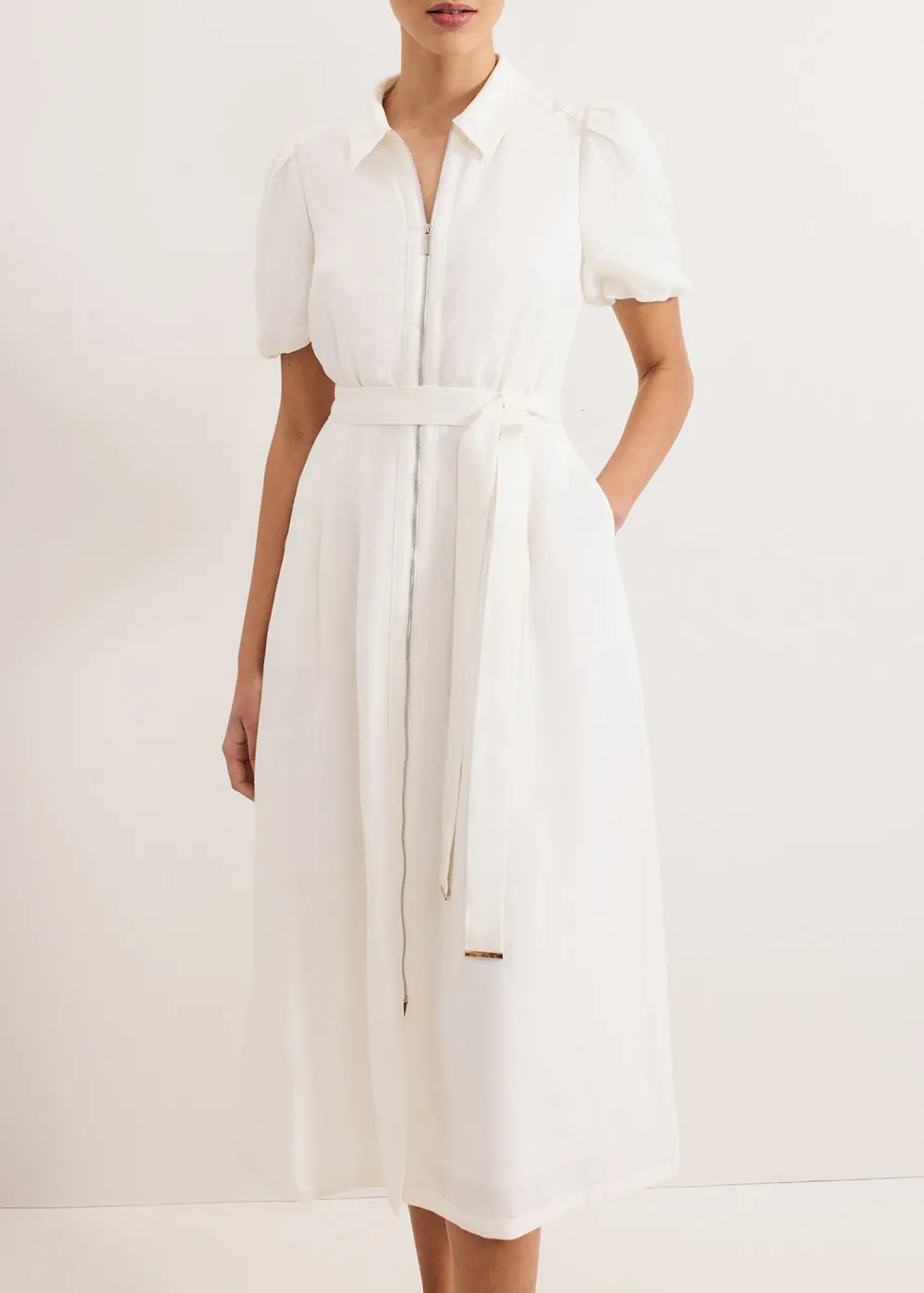 Simple Solid Color Linen Breathable Short-Sleeved Dress
