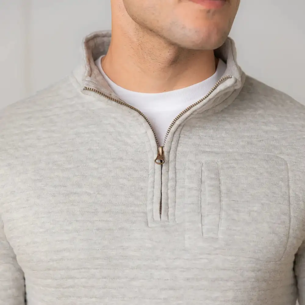 Pocket Quilted Quarter Zip Sweatshirt