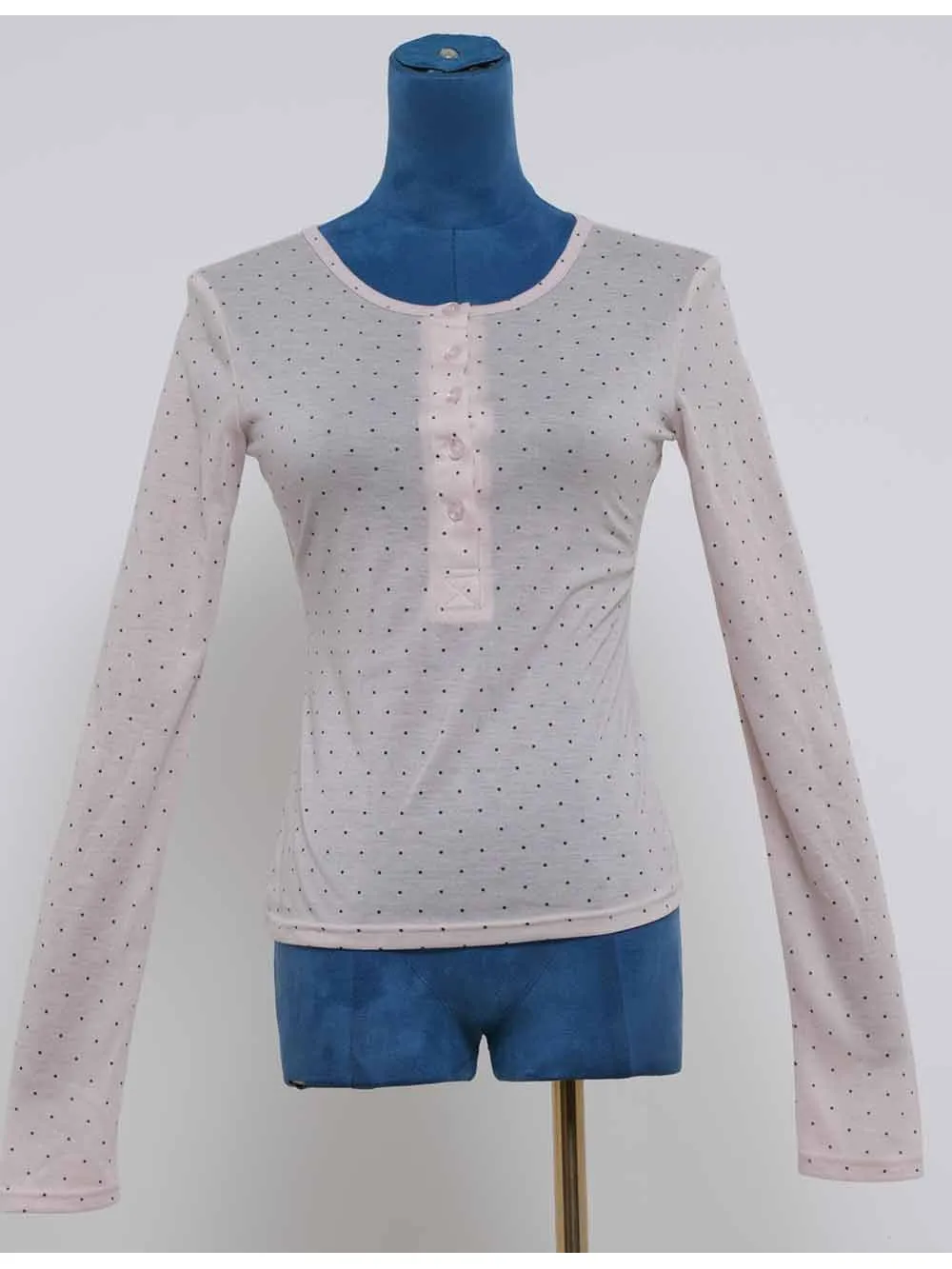 Chic Polka Dot Round Neck Long Sleeves Top