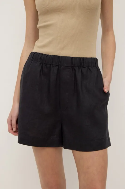 Black Linen Everyday Short