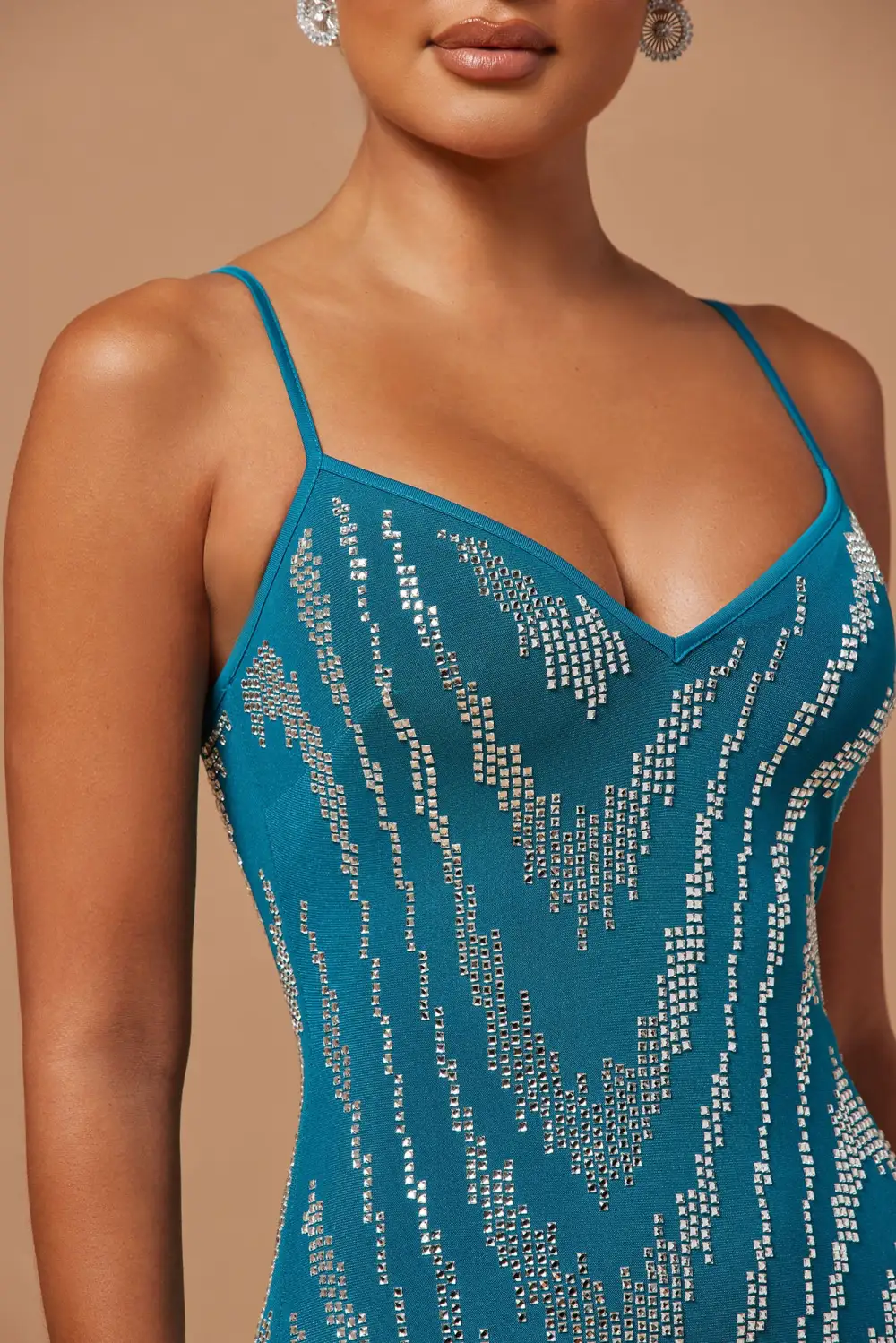 Blaire Embellished Mini Dress - Teal