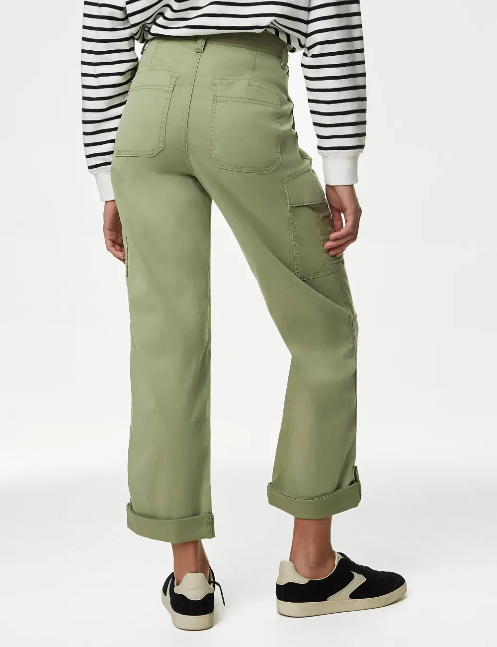 Rich Cargo Tea Dyed Cropped Trousers