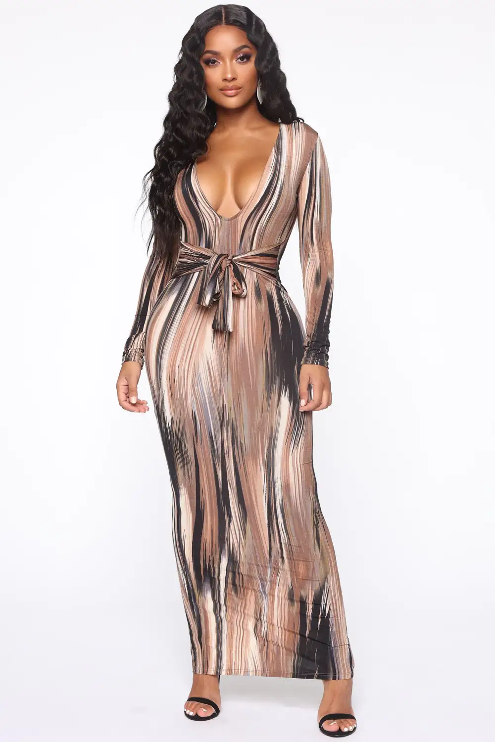 Mind Of My Own Maxi Dress - Brown/combo