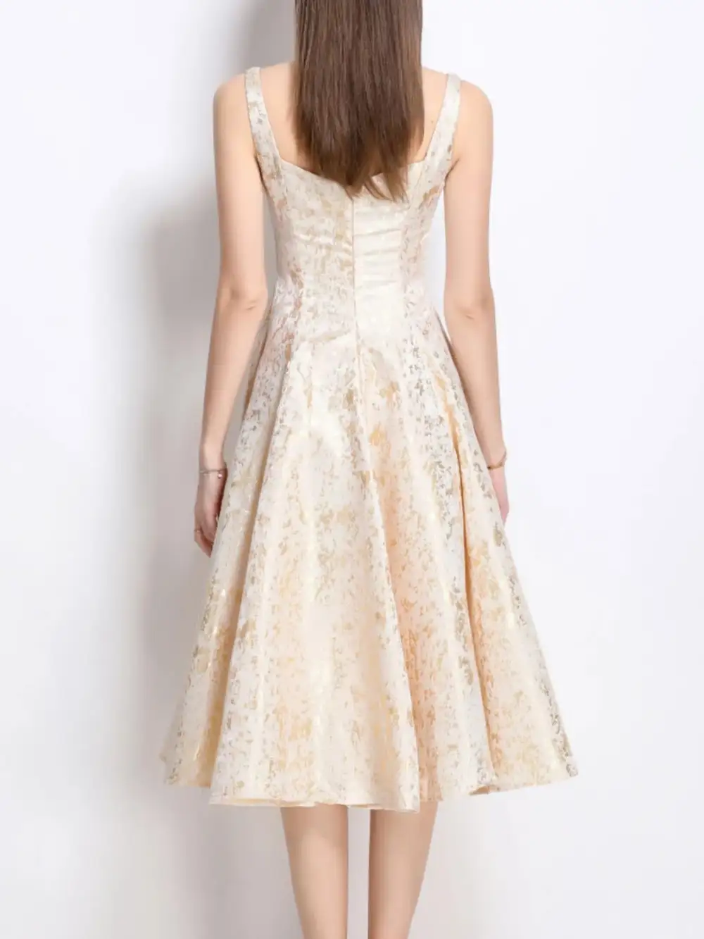 Floral Shine A-Line Midi Dress