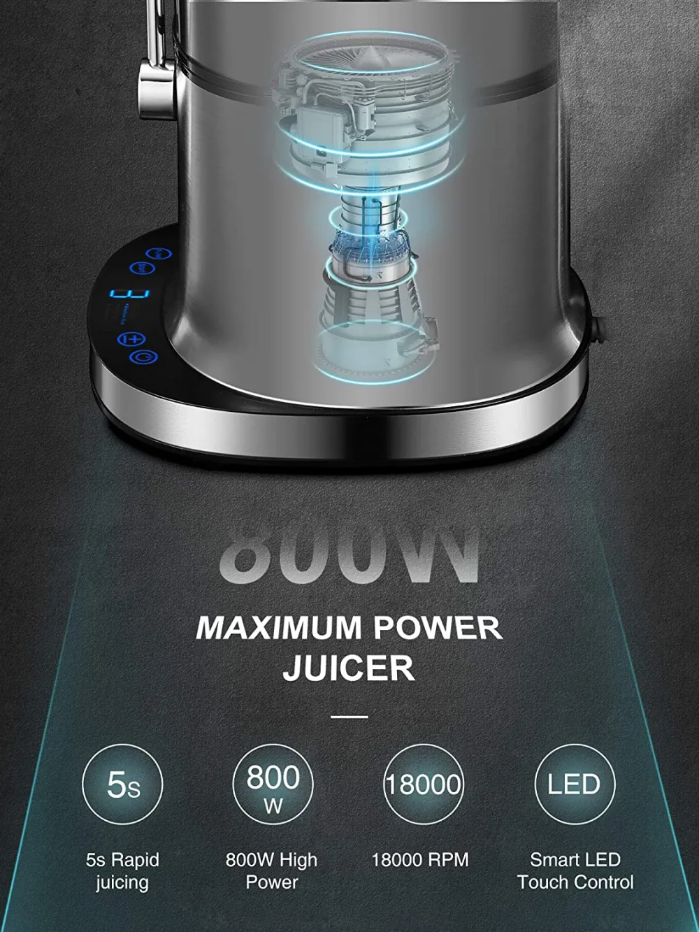 (Store Closing Sale) 850W Juice Extractor with 5 Settings, Wide Mouth 3