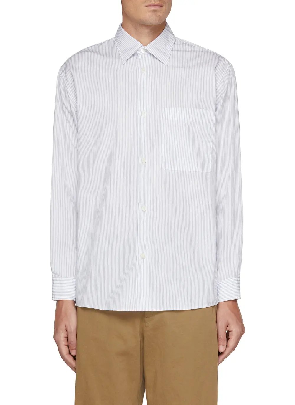 Simple Straight-Cut Breathable Light Blue Shirt