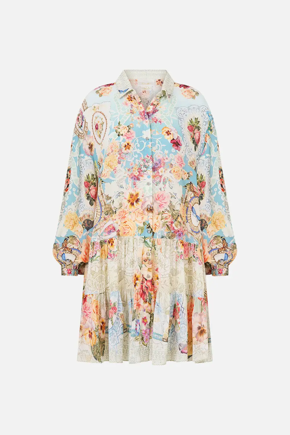 Long Sleeve Tiered Short Dress
