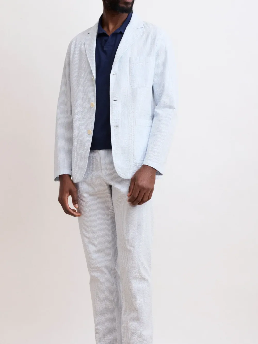 Men's Faded Blue Seersucker Jacket