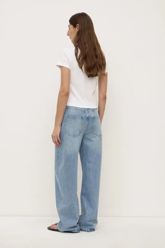 Indigo Fade Mid-Rise Curved-Leg Jeans