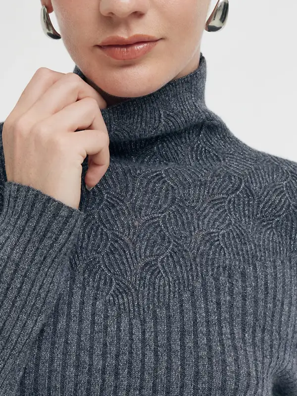 Machine Washable Wool Turtleneck Women Sweater