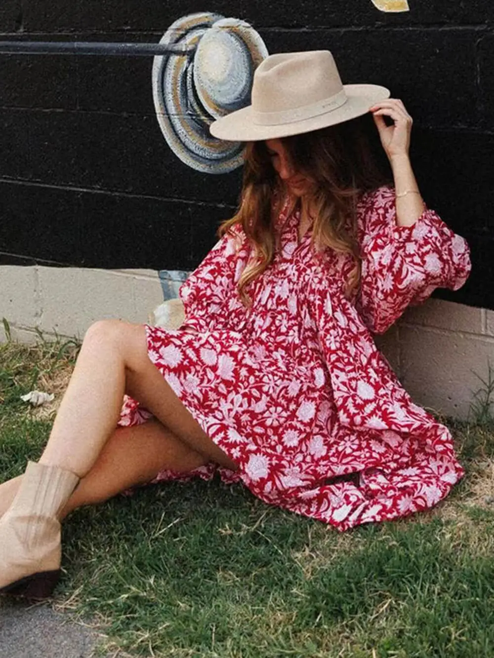 Vacation Retro Style Loose Printed Mini Dress