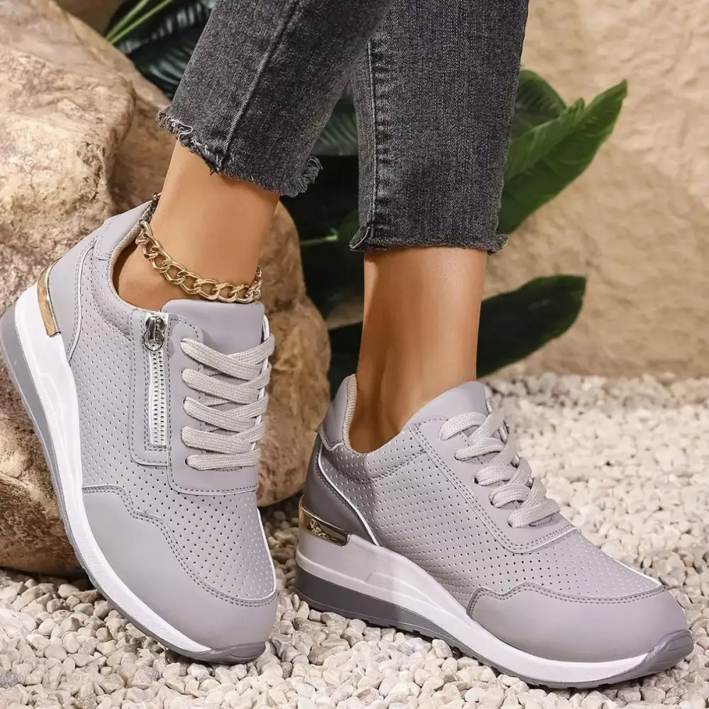 Relaxed Lace-Up Wedge Sneakers
