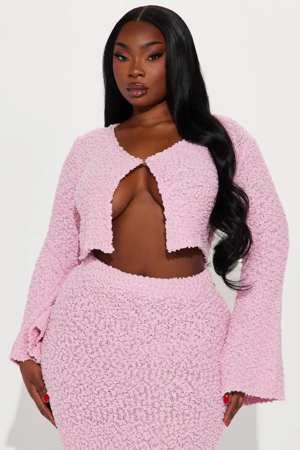 Shanelle Sweater Skirt Set - Pink