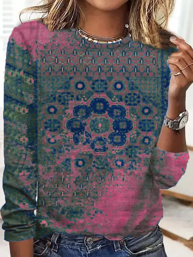 Jersey Casual Ethnic Long SleeveT-Shirt