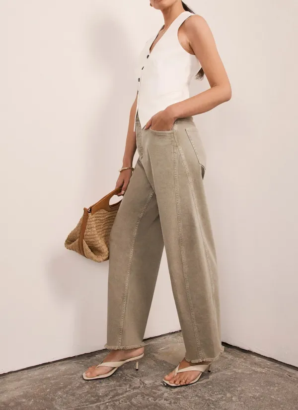 Plain Casual Style Wide-Leg Jeans