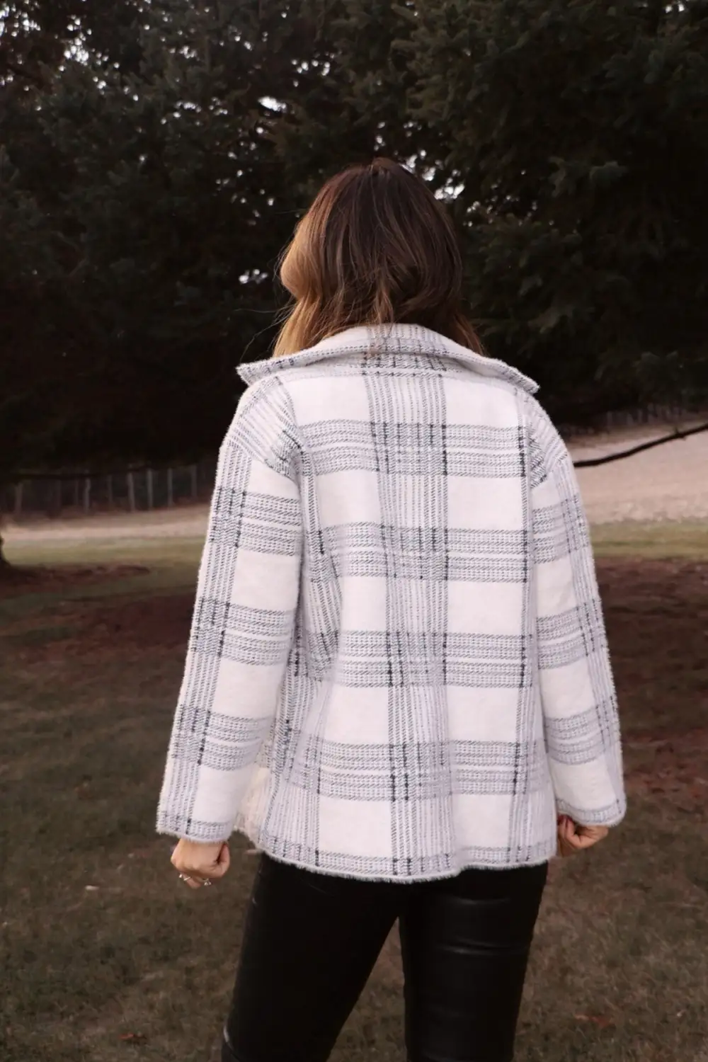 Black and White Plaid Coat