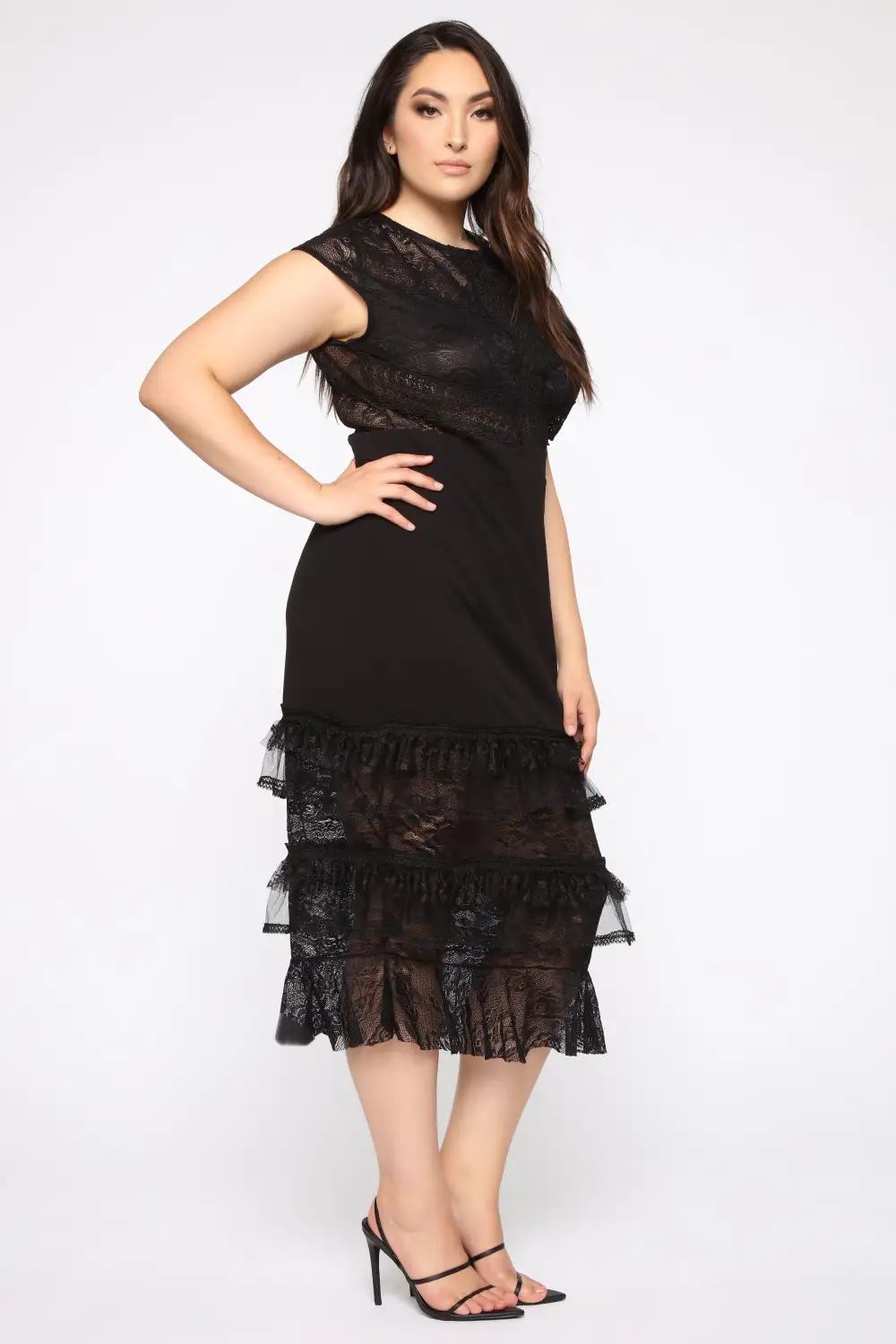 Need Attention Lace Midi Dress - Black