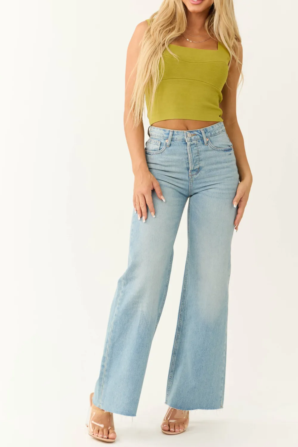 Rich Olive Square Neck Thick Knit Tank Top