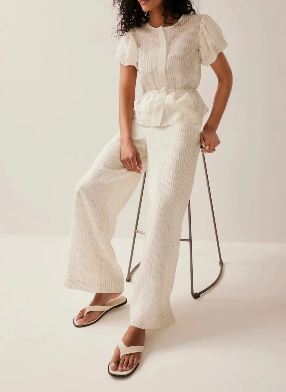 Casual Style Neutral Stripe Wide Trousers
