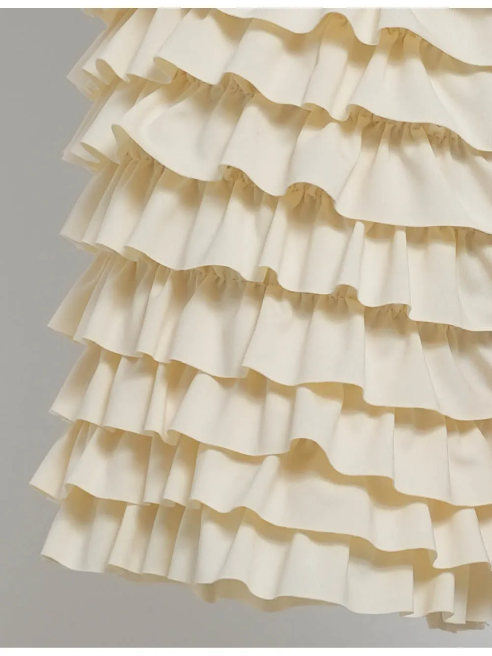 Tiered Ruffle Solid Color Elastic Waist Mini Shorts