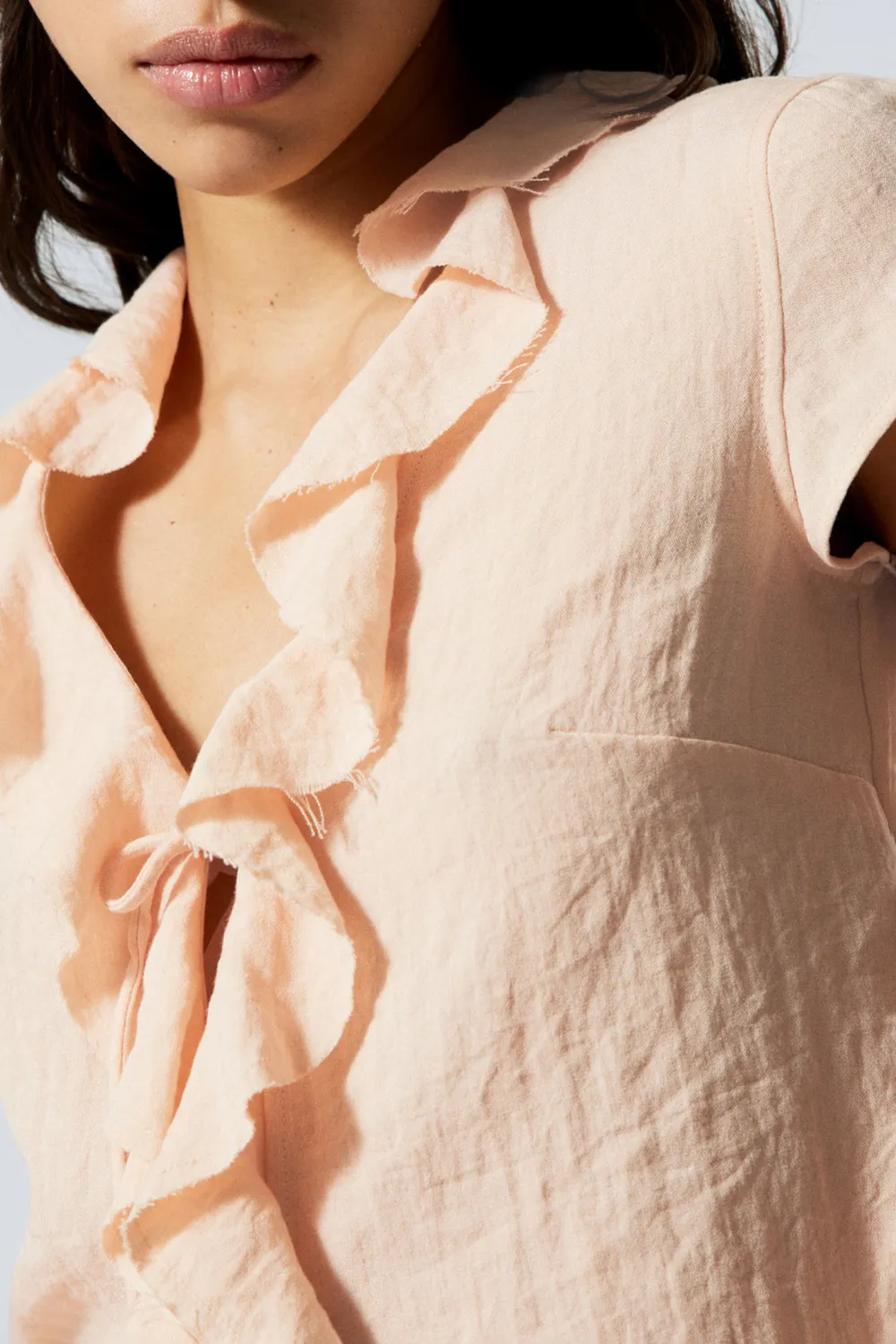 Ruffle Cap Sleeve Blouse