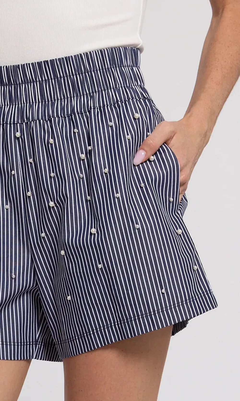 Embellished Pinstripe Shorts