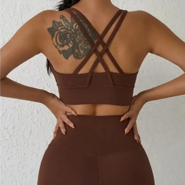 Round-Neck Sports Bra with Strappy Back