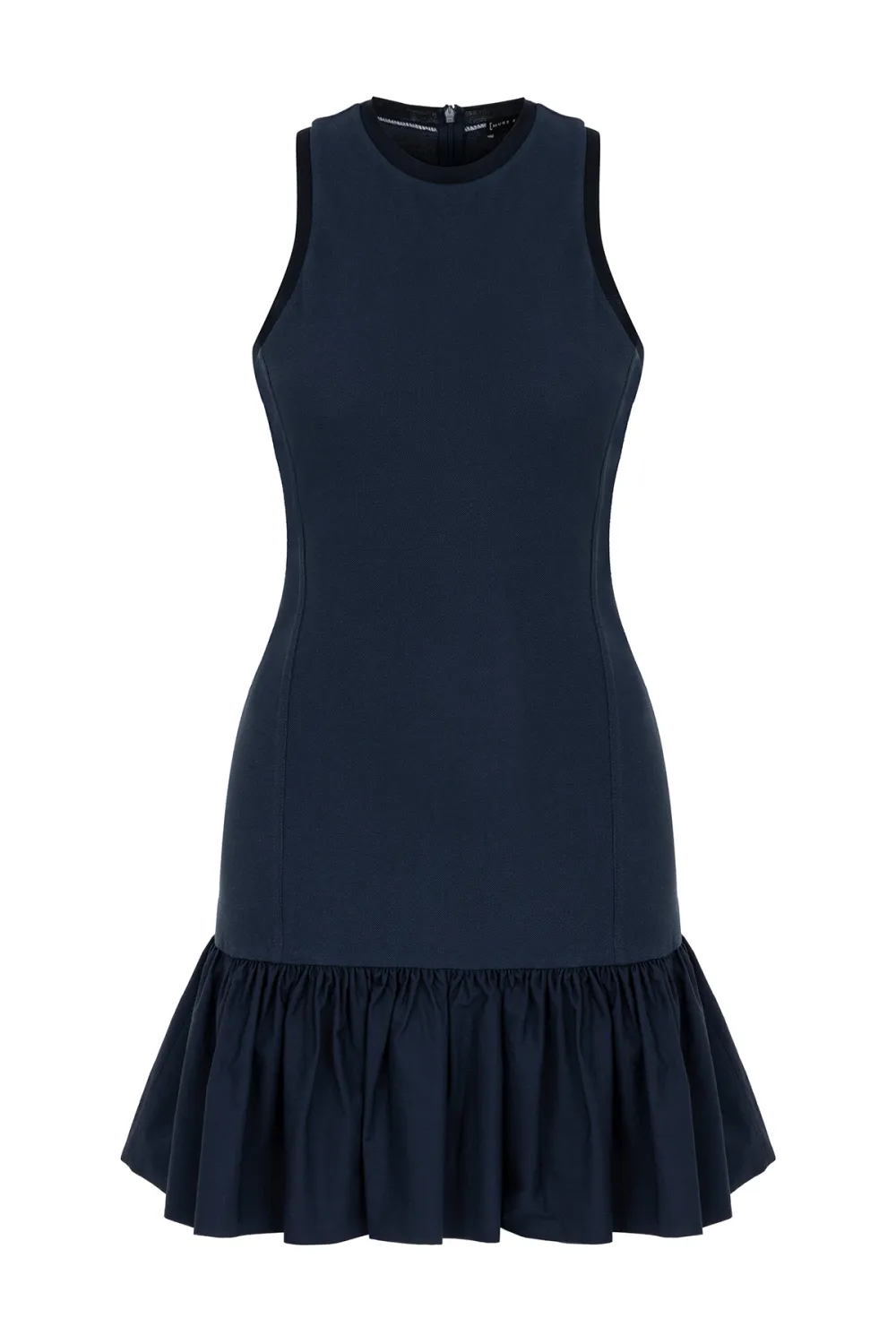Crew Neck Pleated Mini Dress