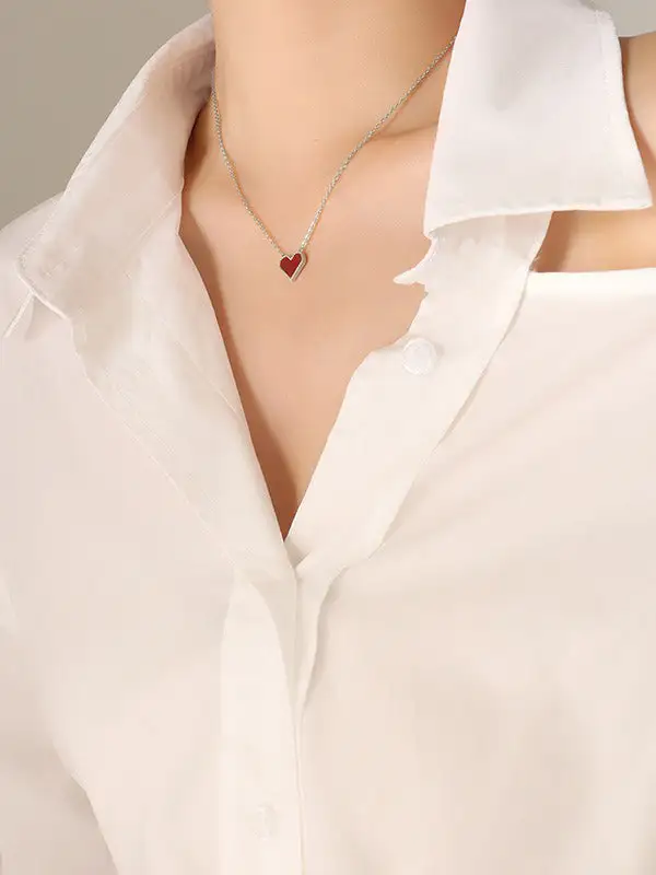 Minimal Geometric Heart Motif Necklace